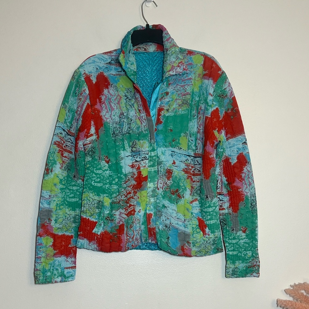 UBU Multi Color Reversible Crinkle Puffer Jacket Coat Packable Medium